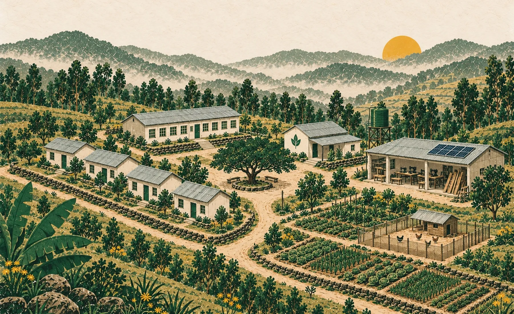 Concept illustration showing the planned women’s clinic within the Youth Island campus